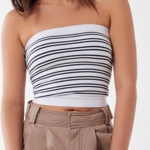 white and black striped tube top